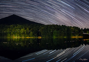 Star Trails Reflecting Abbot Lake By Terry Aldhizer